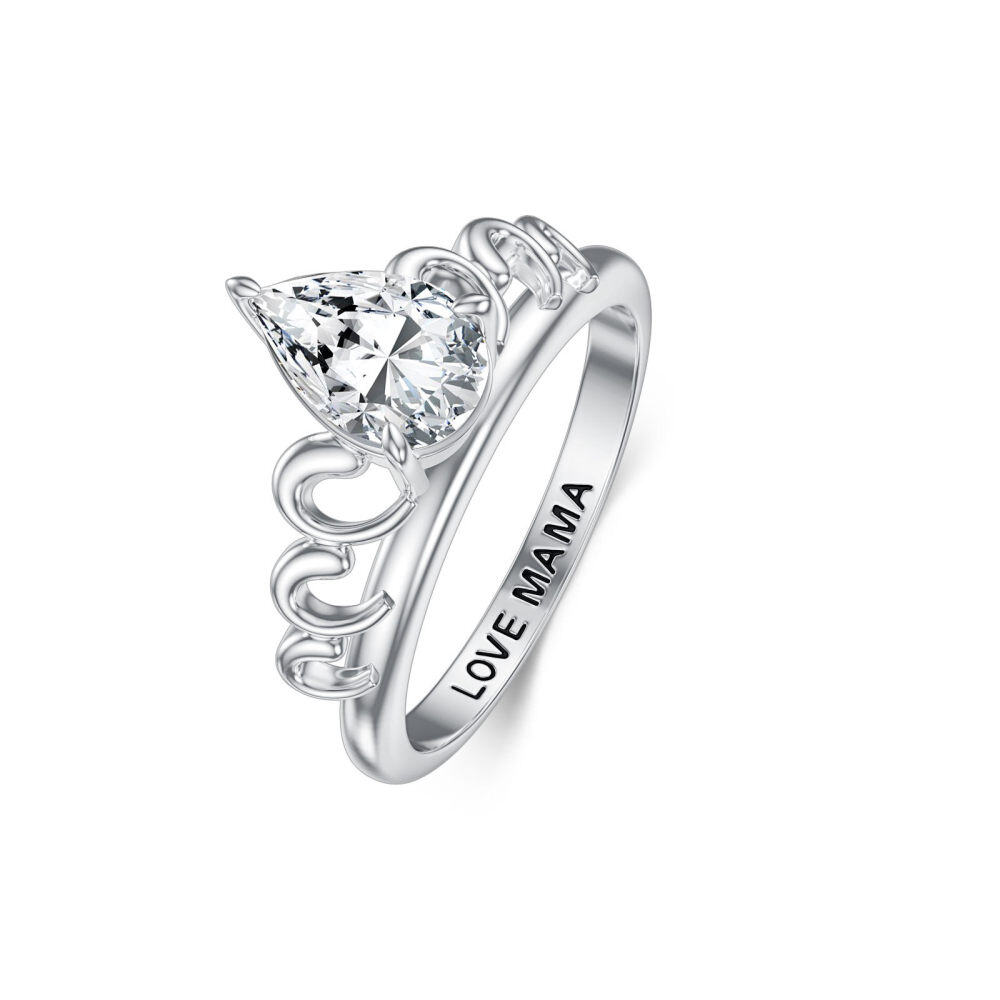 10K White Gold Pear Shaped Moissanite Drop Shape Wedding Ring-1