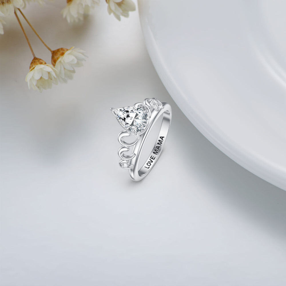 10K White Gold Pear Shaped Moissanite Drop Shape Wedding Ring-3