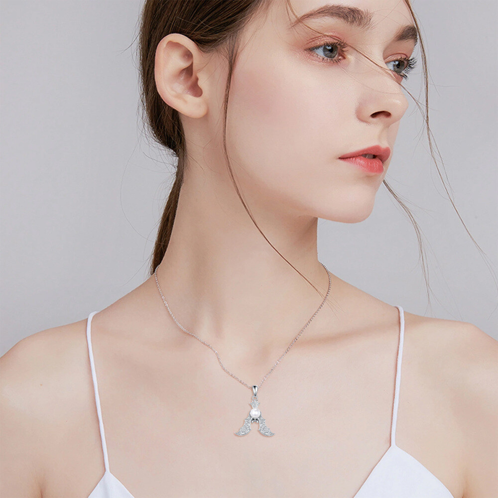 14K Colgante de Perlas en Oro Blanco para Joyería de Halloween, Cumpleaños o Navidad-2