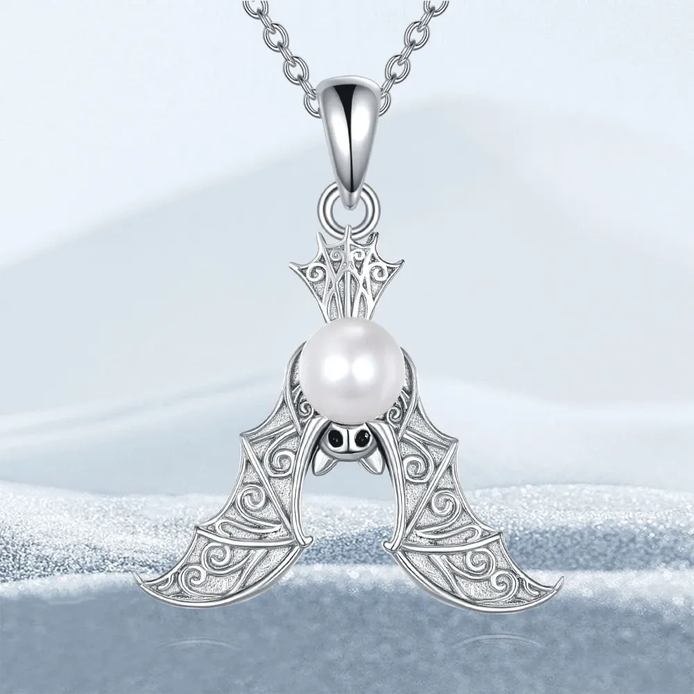 14K Colgante de Perlas en Oro Blanco para Joyería de Halloween, Cumpleaños o Navidad-5