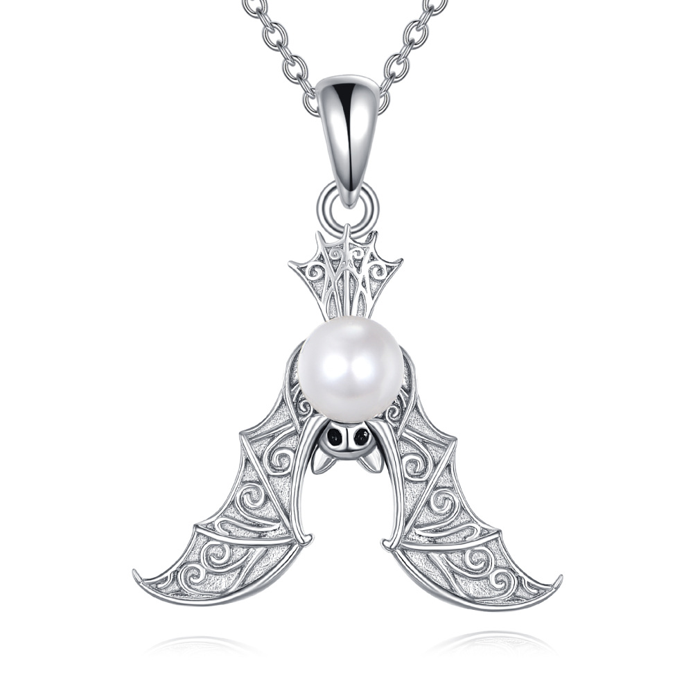 14K Colgante de Perlas en Oro Blanco para Joyería de Halloween, Cumpleaños o Navidad-1