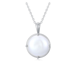 10K White Gold Pearl Spherical Pendant Necklace-20