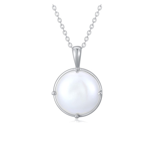 10K White Gold Pearl Spherical Pendant Necklace