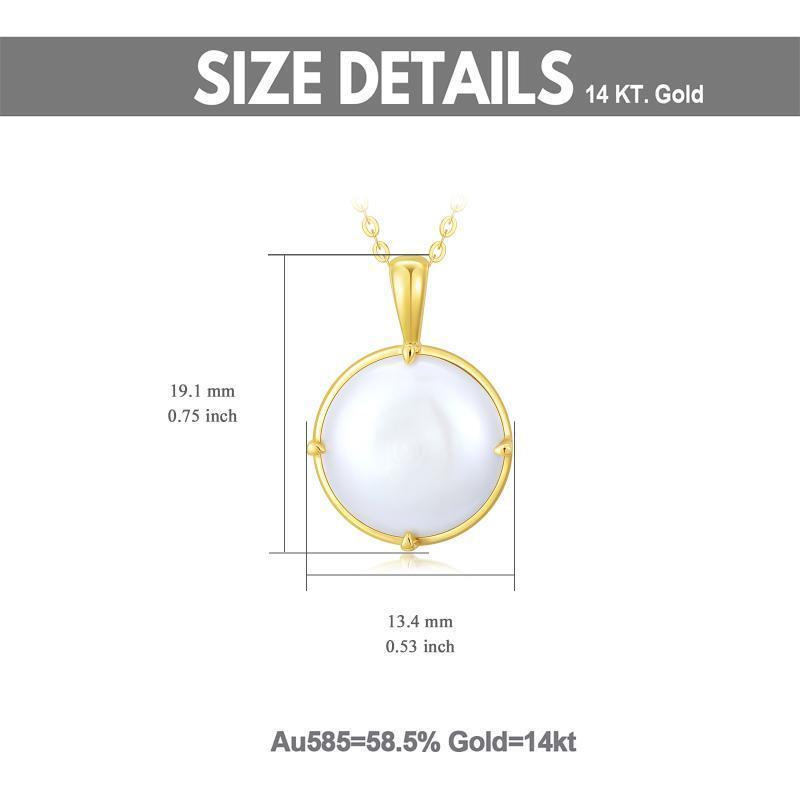 18K Gold Perle kugelförmige Anhänger Halskette-4