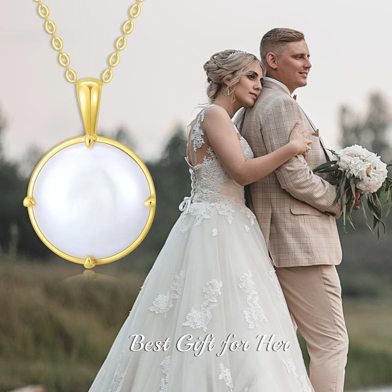 18K Gold Perle kugelförmige Anhänger Halskette-5