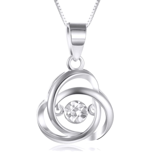 Collier en or blanc 14 carats avec pierre de naissance personnalisée et nœud celtique pour femme