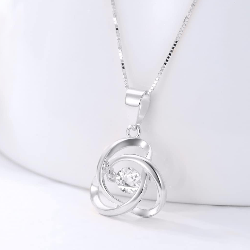 14K White Gold Personalized Birthstone Celtic Knot Necklace for Women-4