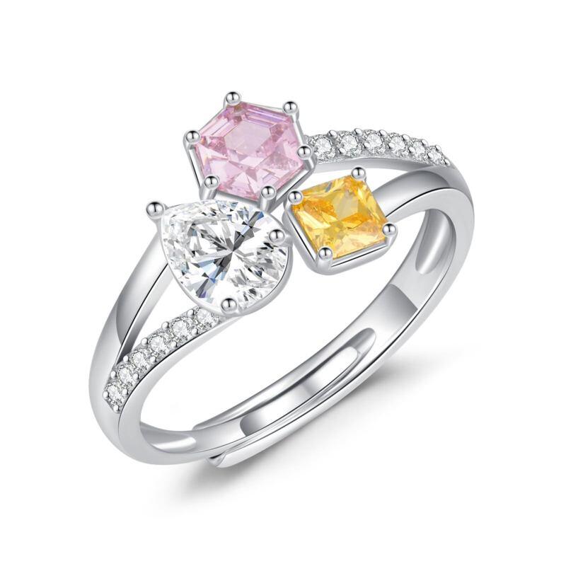 14K White Gold Personalized Birthstone Engagement Ring-1