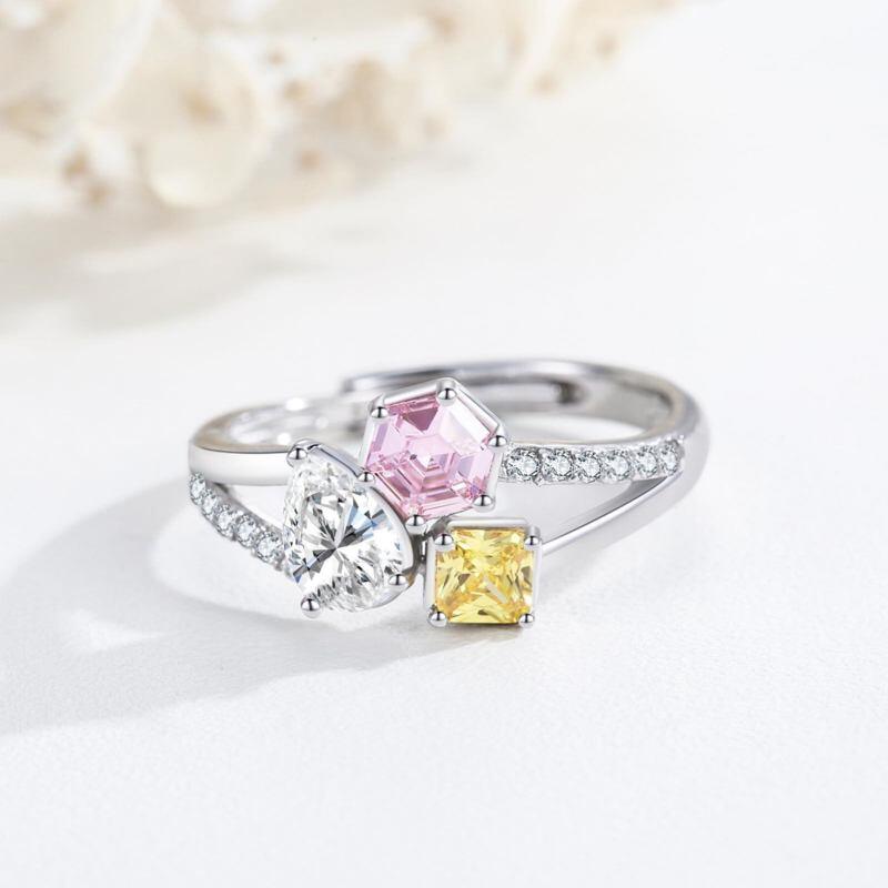 14K White Gold Personalized Birthstone Engagement Ring-5