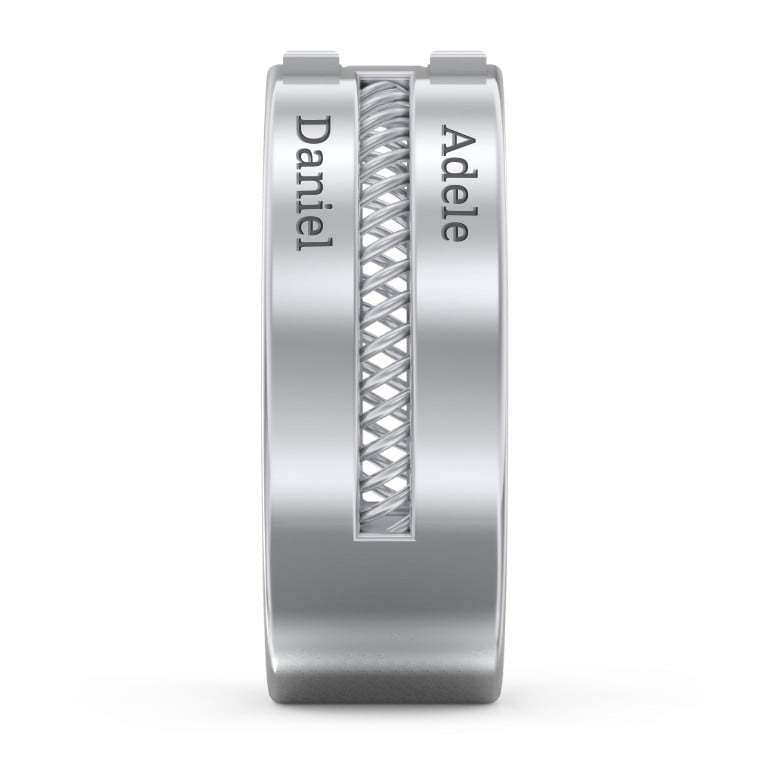 10K White Gold Personalised Birthstone Engraving Ring For Men-5