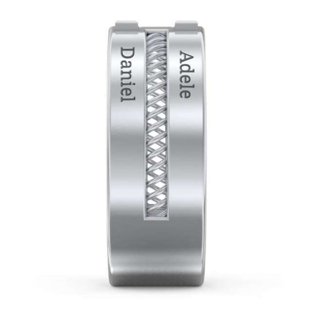 14K White Gold Cubic Zirconia Personalized Birthstone & Personalized Engraving Birthstone Ring for Men-5