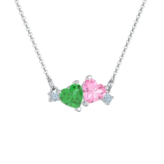 Sterling Silver Cubic Zirconia Personalized Birthstone & Heart Pendant Necklace-8