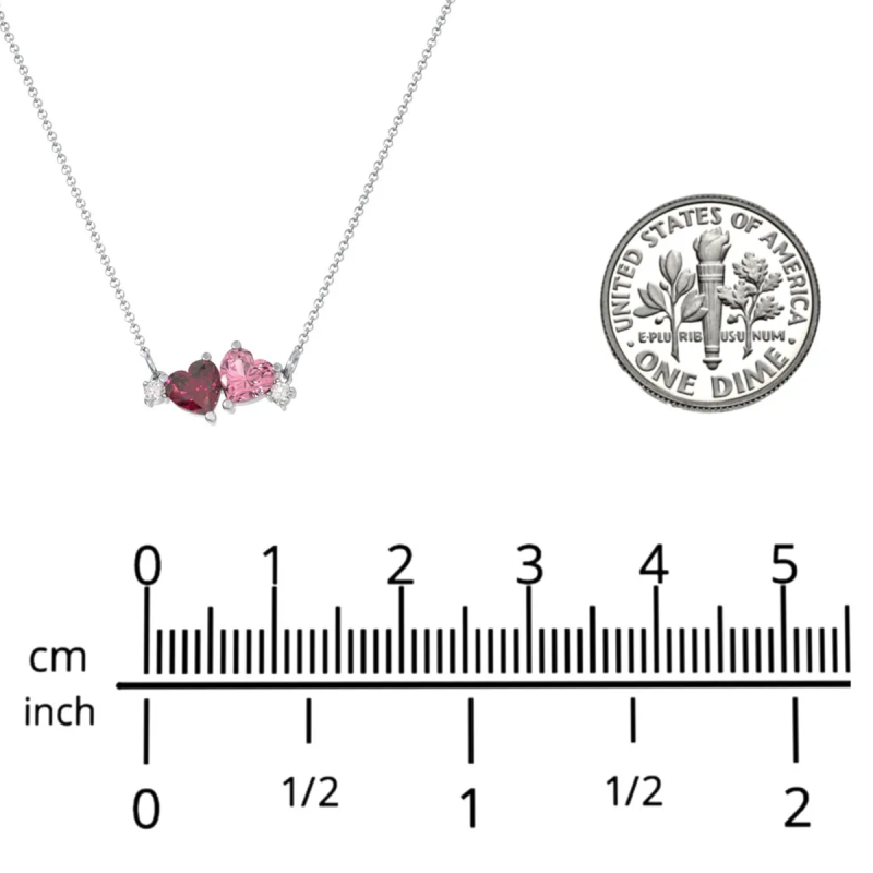 Collar con colgante de corazón con piedra de nacimiento personalizada de circonita cúbica en oro blanco de 14 quilates-4