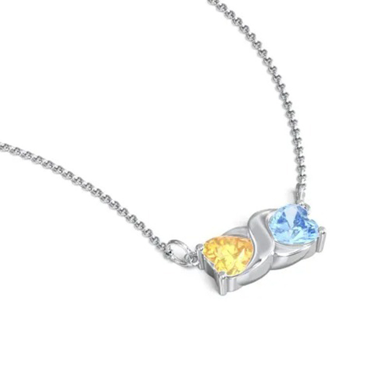 Collar con colgante de oro blanco de 14 quilates personalizado con piedra de nacimiento y símbolo del infinito-3