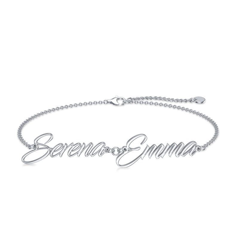 10K White Gold Personalized Classic Name Charm Bracelet-2