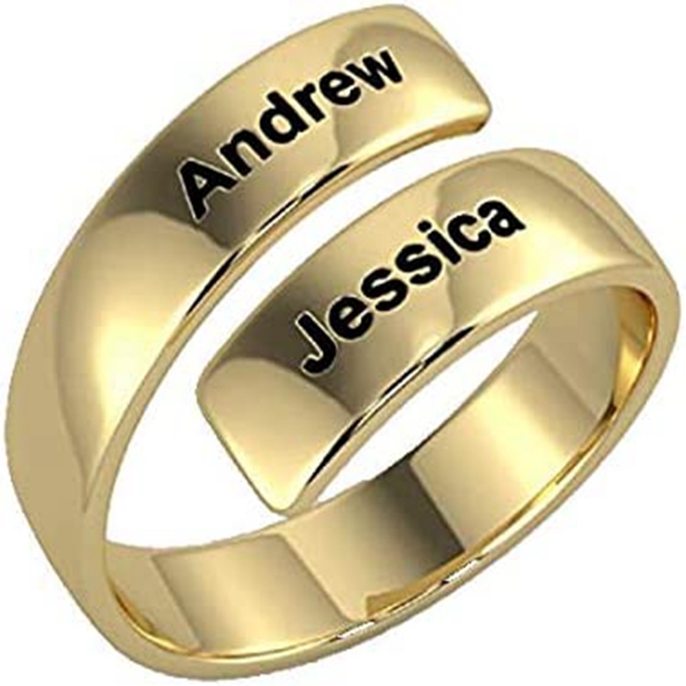 10K White Gold Personalized Engraving Ring-2