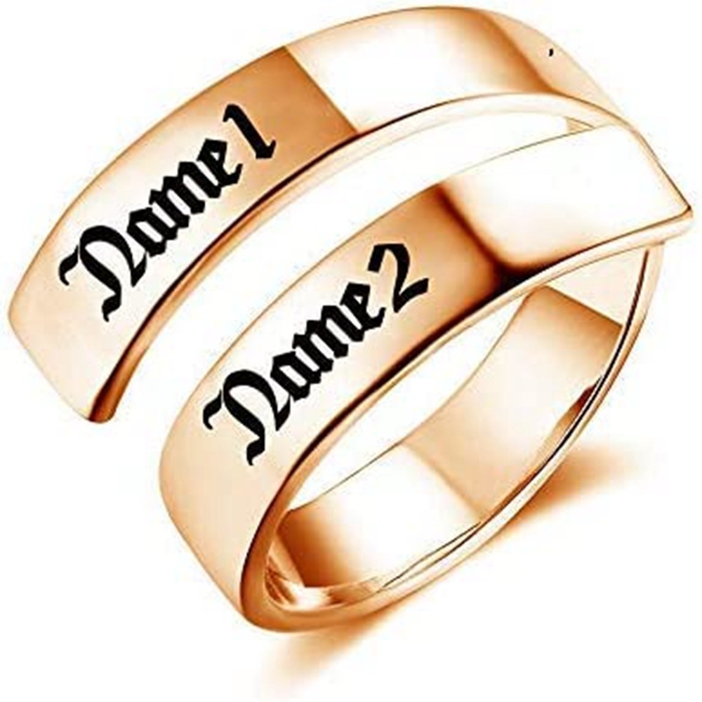 10K White Gold Personalized Engraving Ring-3
