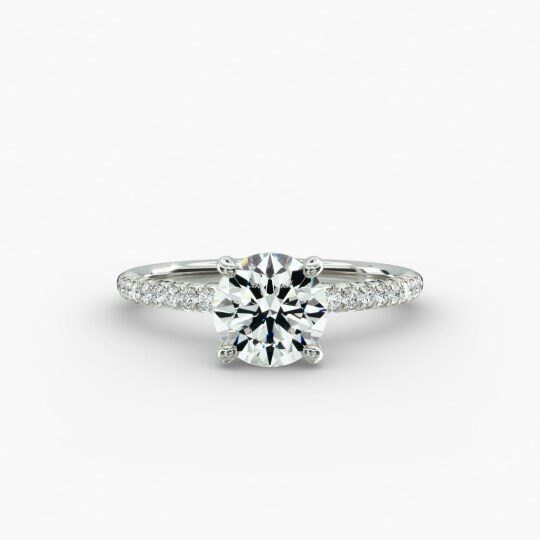 10K White Gold Petite Pavé Lab Diamond Engagement Ring