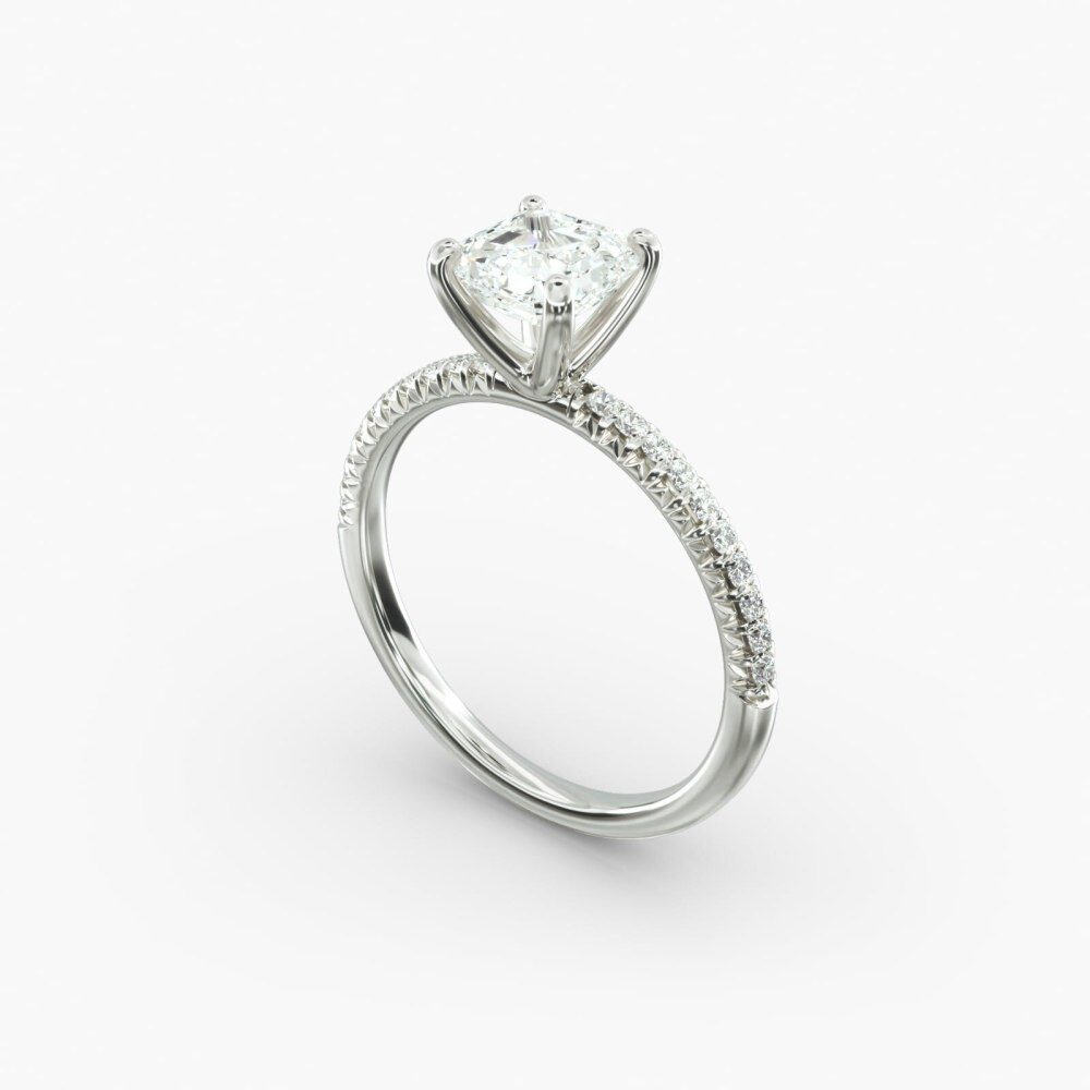 Anel de noivado em ouro branco de 18 quilates com diamantes Petite Pavé Lab-4