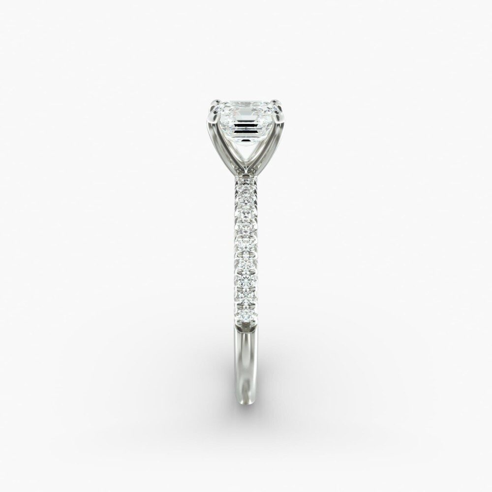 Anel de noivado em ouro branco de 18 quilates com diamantes Petite Pavé Lab-5