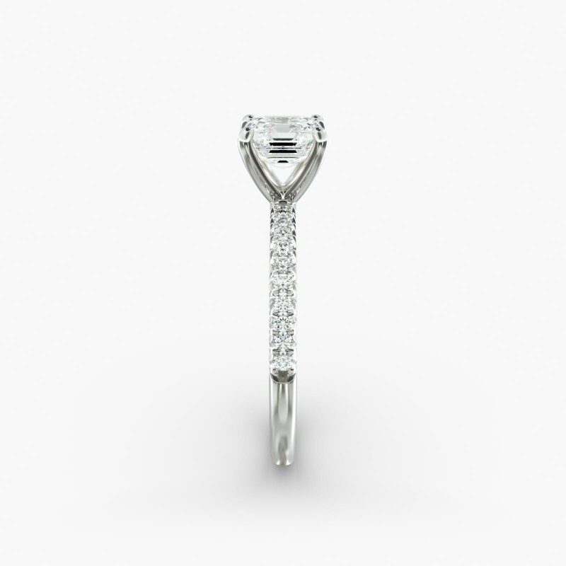 Anel de noivado em ouro branco de 18 quilates com diamantes Petite Pavé Lab-5