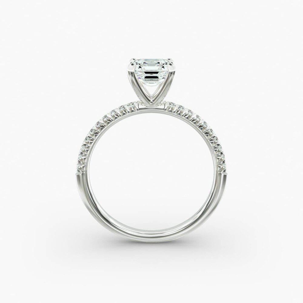 Anel de noivado em ouro branco de 18 quilates com diamantes Petite Pavé Lab-6