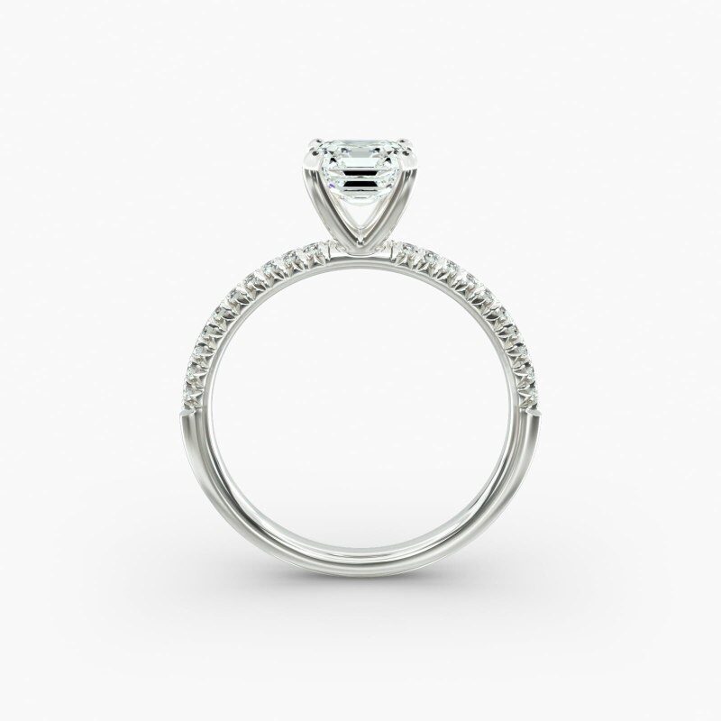 Anel de noivado em ouro branco de 18 quilates com diamantes Petite Pavé Lab-6