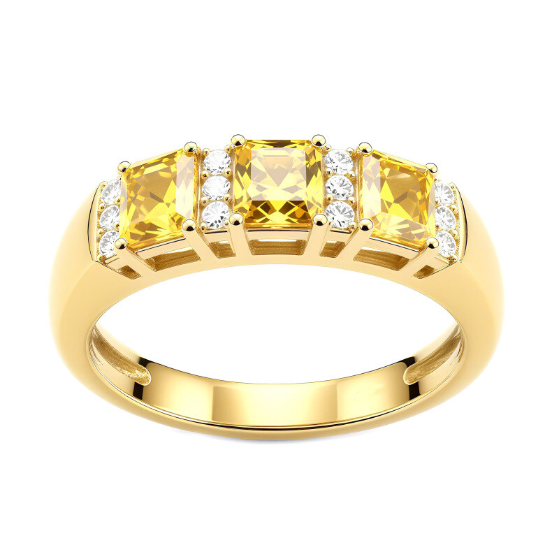 14K White Gold Princess Cut Citrine Engagement Ring-2