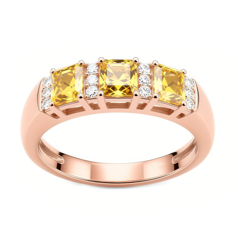 14K White Gold Princess Cut Citrine Engagement Ring-3