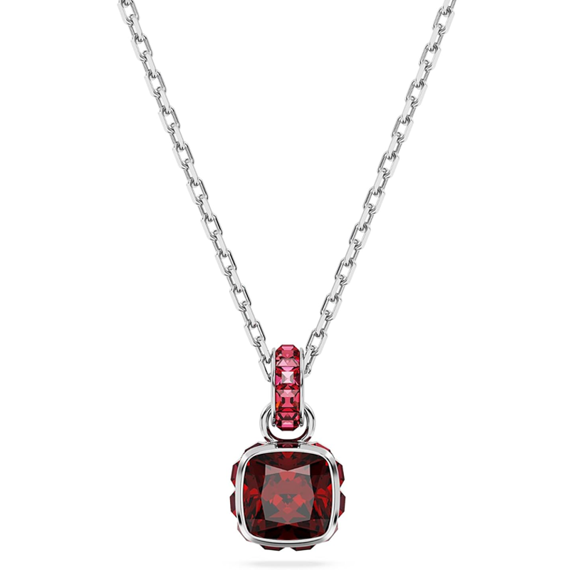 Sterling Silver Princess Cut Personalized Birthstone Pendant Necklace-1