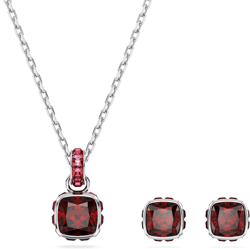 Sterling Silver Princess Cut Personalized Birthstone Pendant Necklace-3