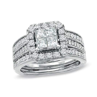 14K White Gold Princess-square Moissanite Wedding Ring-3