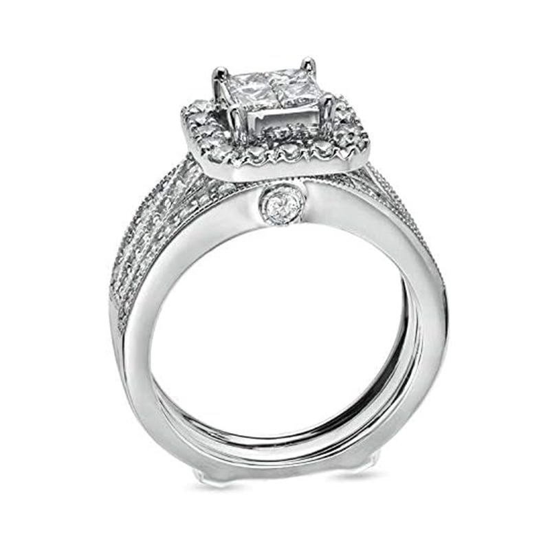 10K Gold 2 to 5.5 CT. T.W Princess Cut Moissanite Bridal Set-3