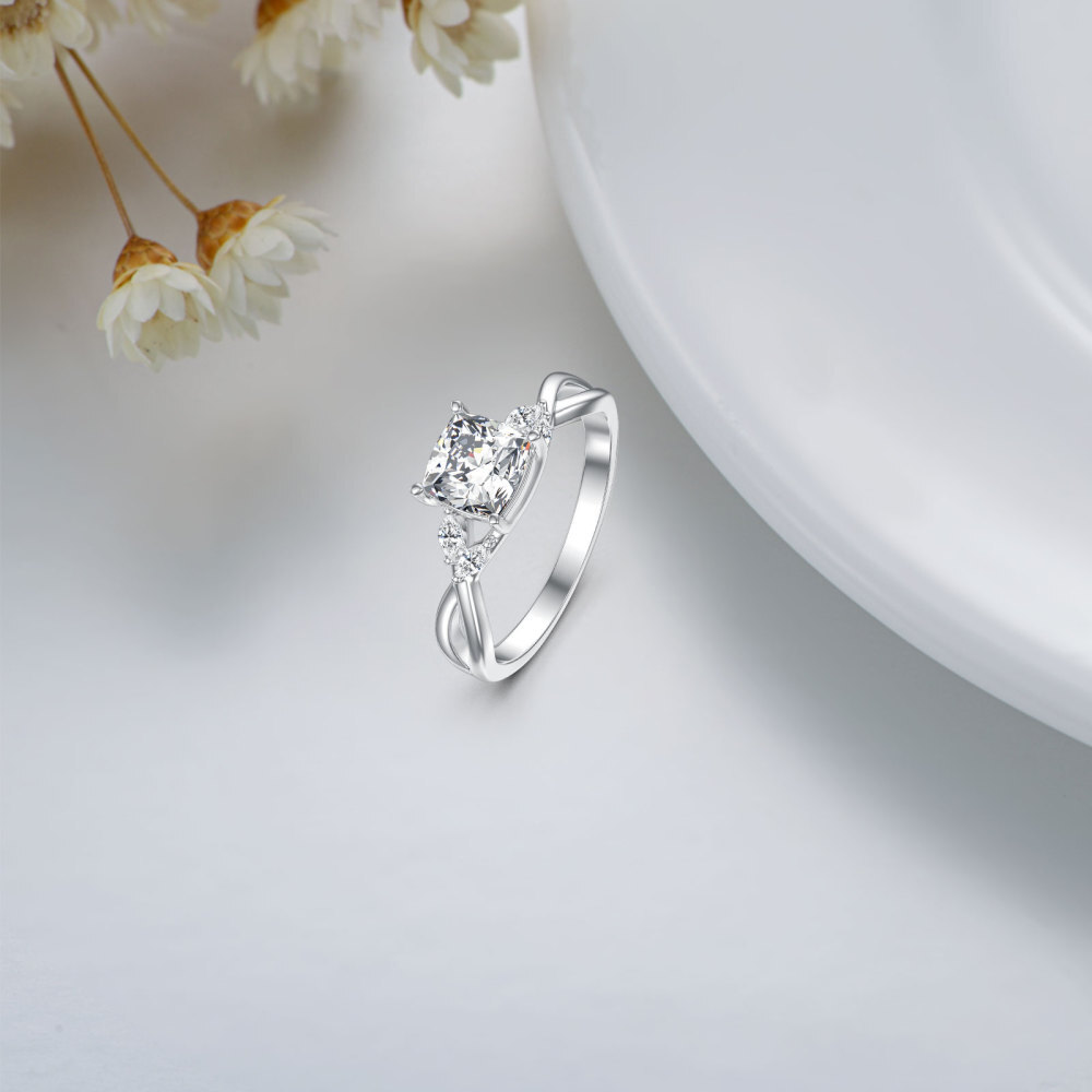 10K White Gold Moissanite Princess Marquise Wedding Ring For Women-3