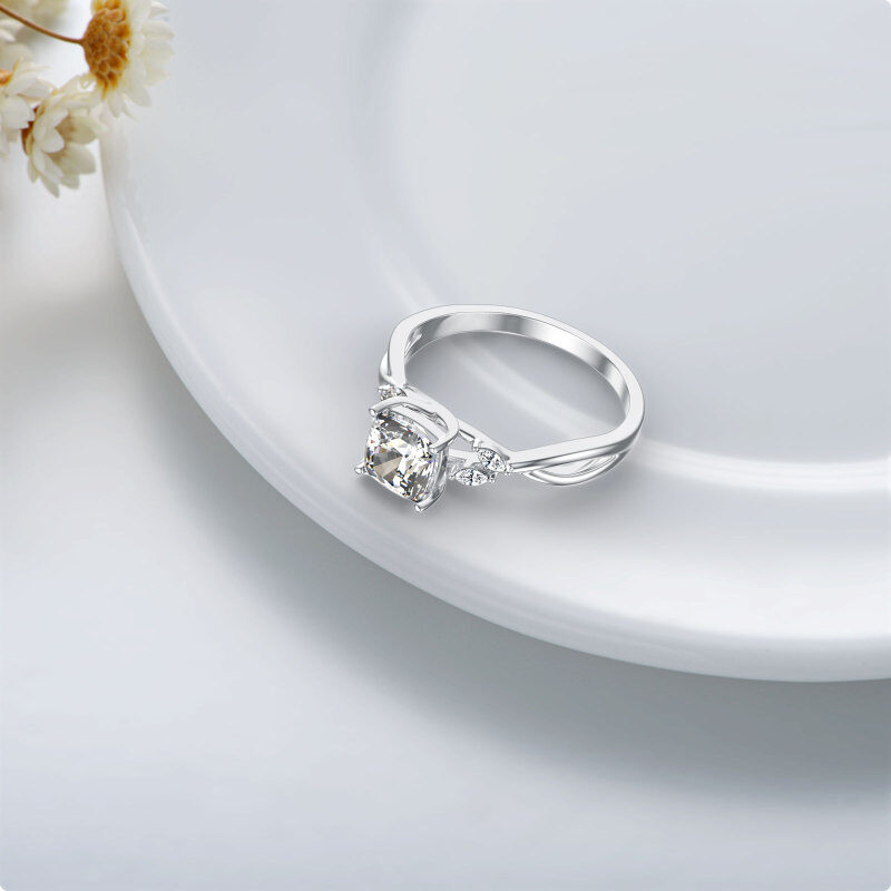 10K White Gold Moissanite Princess Marquise Wedding Ring For Women-4