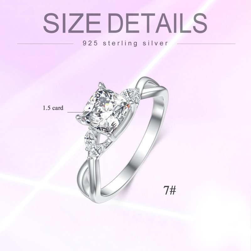 10K White Gold Moissanite Princess Marquise Wedding Ring For Women-5