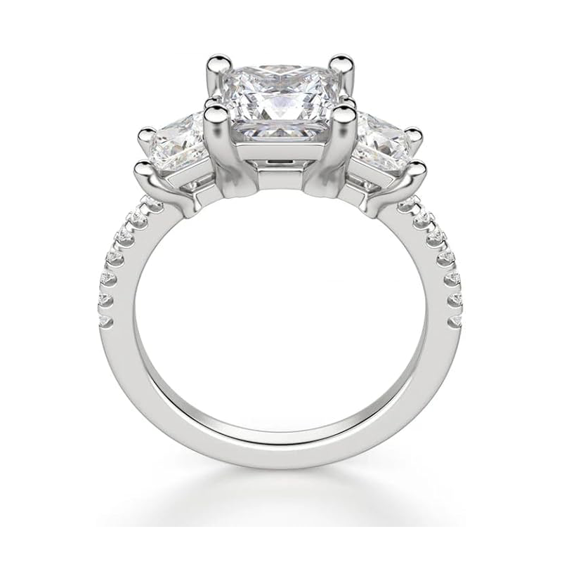 14K White Gold Princess-square Shaped Moissanite Square Engagement Ring-4