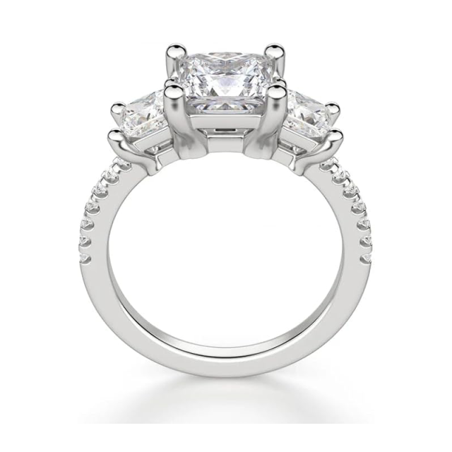 Sterling zilveren prinses-vierkante Moissanite vierkante verlovingsring-4