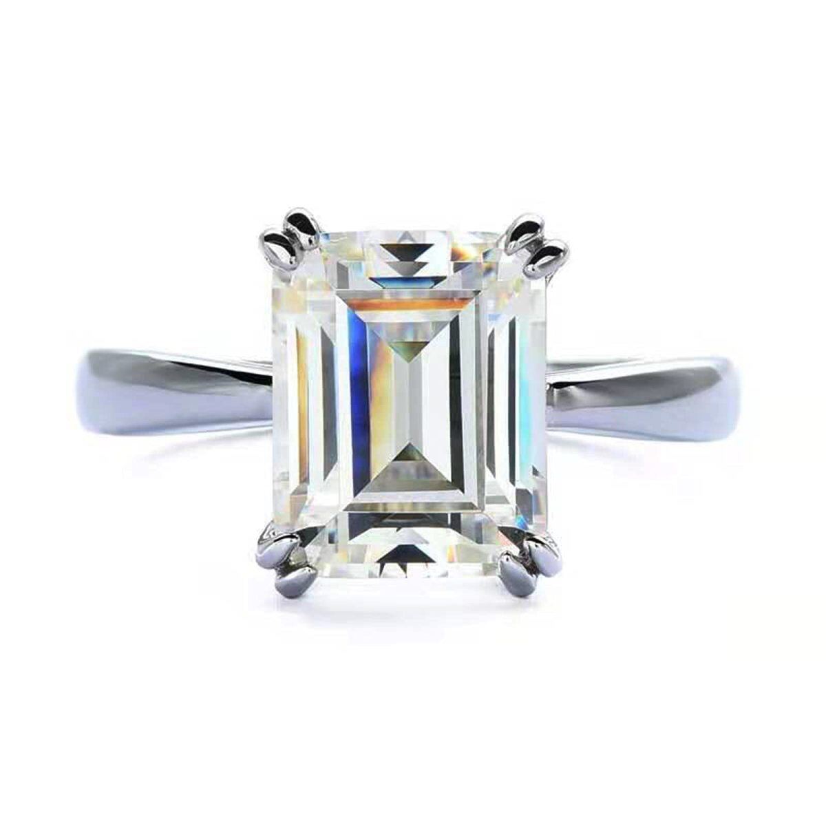 14K White Gold Princess-square Shaped Moissanite Square Engagement Ring-2