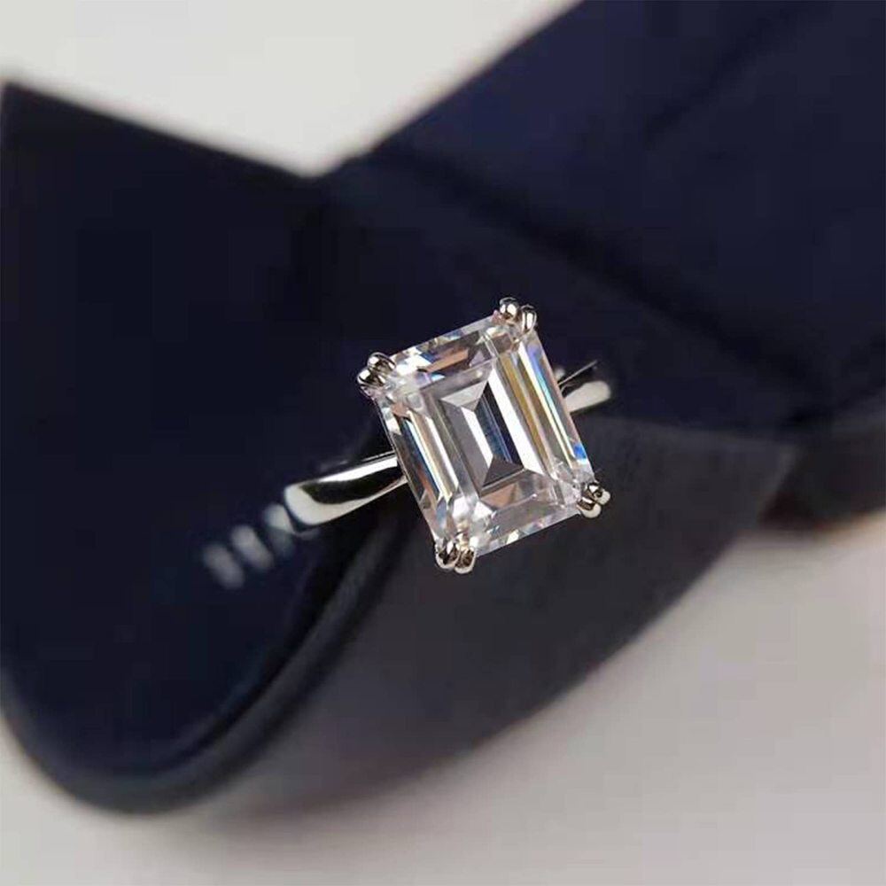 10K White Gold Princess Shaped Moissanite Square Engagement Ring-4