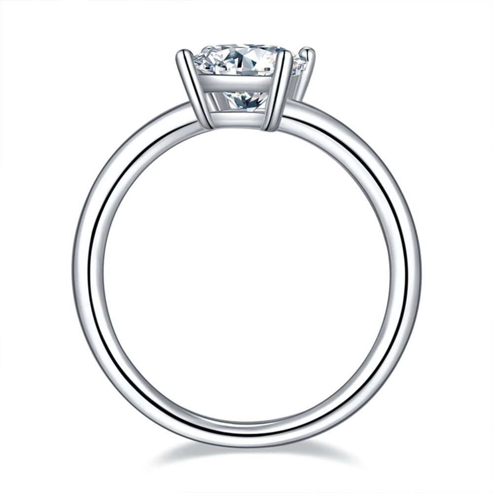 10 Karat Weißgold-Ring mit Moissanit in Prinzessform und personalisierter Gravur-2