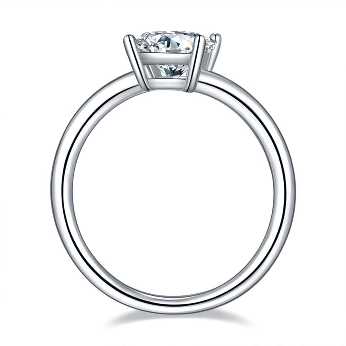 14K White Gold Princess-square Shaped Moissanite Personalized Engraving Ring-2