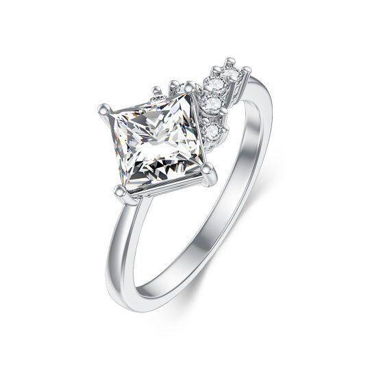 14K witgouden prinses-vierkante Moissanite trouwring