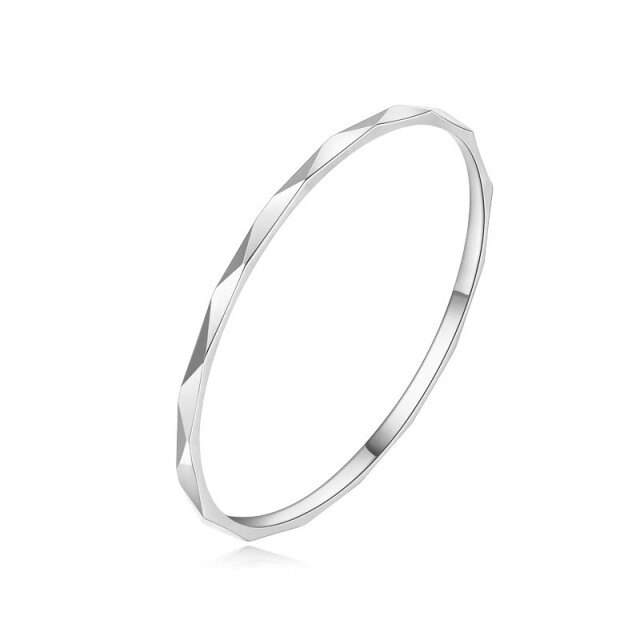 Anel de casamento simples ondulado em ouro branco 14K-1