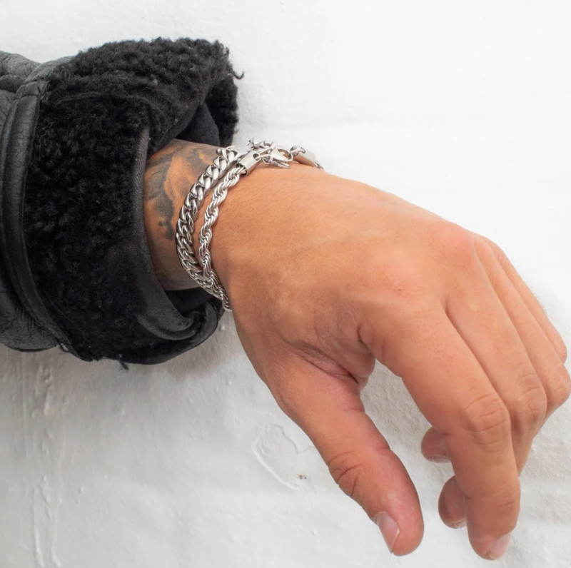 Pulsera de cadena de cuerda de oro blanco de 10 quilates de 5 mm-2