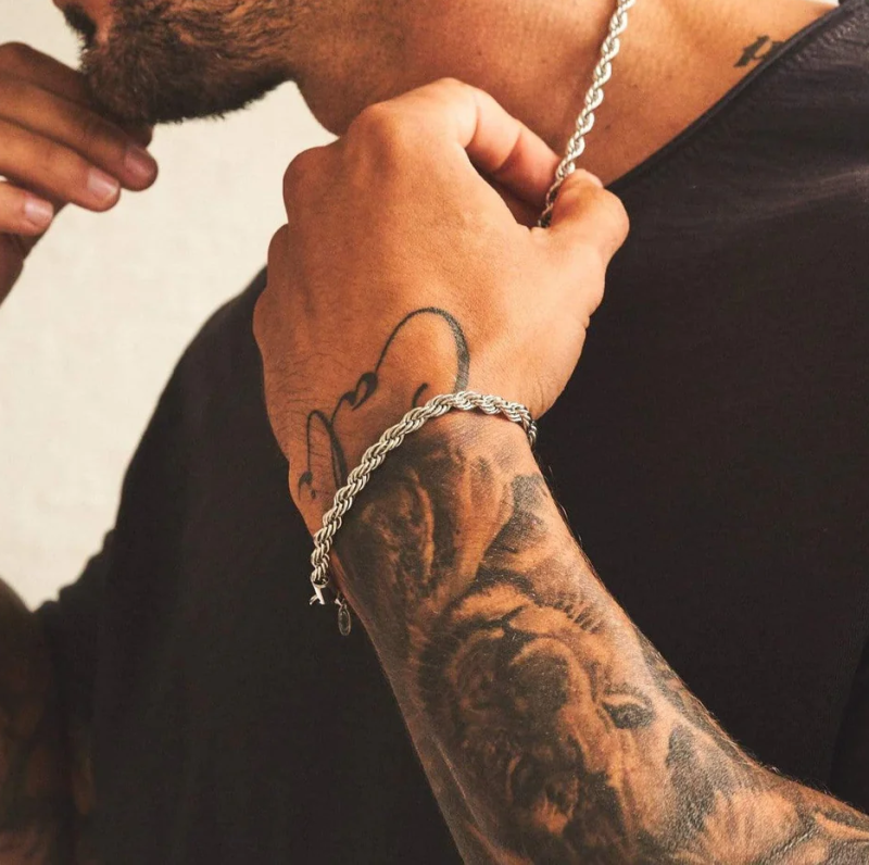 Pulsera de cadena de cuerda de oro blanco de 10 quilates de 5 mm-3