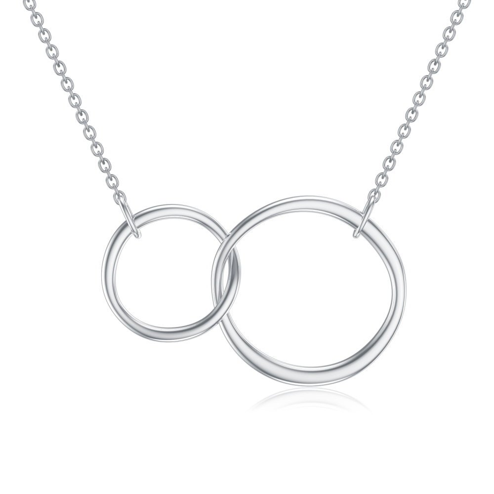 Collar Colgante Círculo Redondo Oro Blanco 10K-1