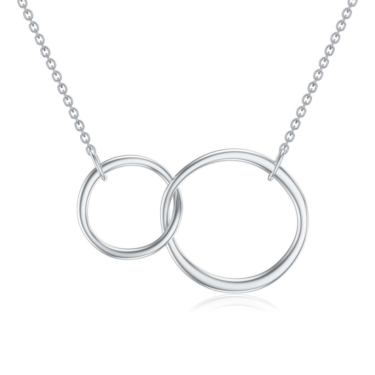 Collier à pendentif rond en or blanc 14K-1