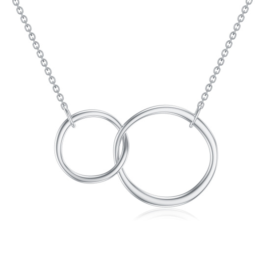 10K White Gold Round Circle Pendant Necklace