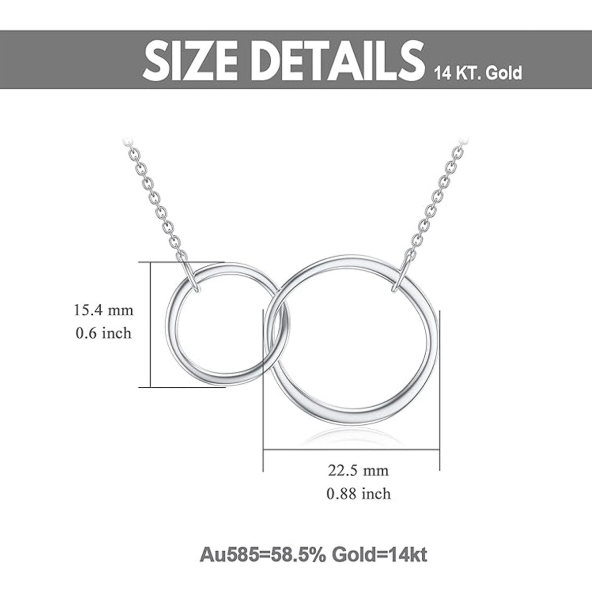 Collier à pendentif rond en or blanc 14K-4